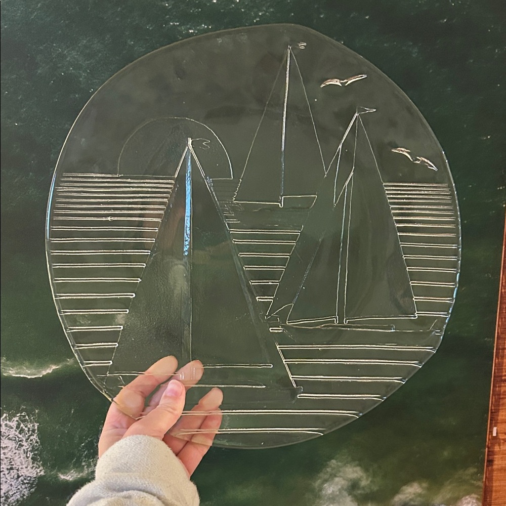 Irregular Glass Sailboat Platter